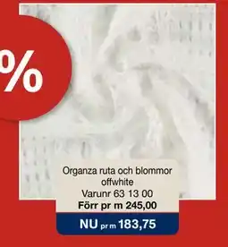Selfmade Organza ruta och blommor offwhite erbjuda