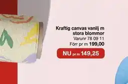 Selfmade Kraftig canvas vanilj m stora blommor erbjuda