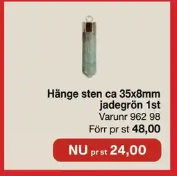 Selfmade Hänge sten ca 35x8mm jadegrön 1st erbjuda