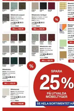 Selfmade SPARA 25% PÅ UTVALDA MÖBELTYGER erbjuda