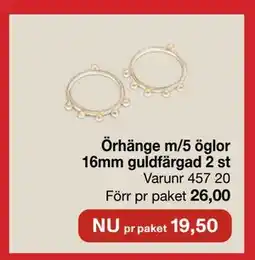 Selfmade Örhänge m/5 öglor 16mm guldfärgad 2 st erbjuda