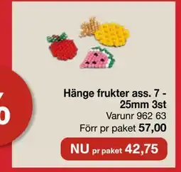 Selfmade Hänge frukter ass. 7 25mm 3st erbjuda