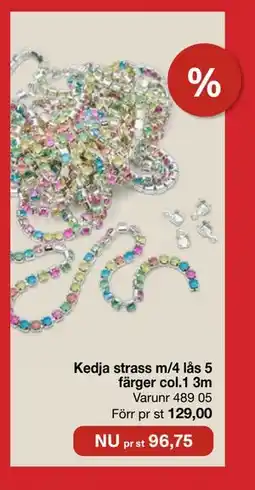 Selfmade Kedja strass m/4 lås 5 färger col.1 3m erbjuda