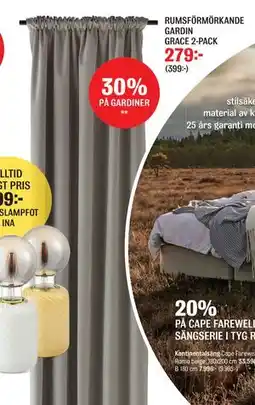 Mio RUMSFÖRMÖRKANDE GARDIN GRACE 2-PACK erbjuda