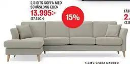 Mio 2,5-SITS SOFFA MED SCHÄSLONG EDEN erbjuda