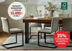 Mio 25% PÅ WOODENFORGE MATGRUPPER & MATBORD erbjuda