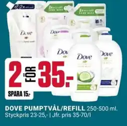 ÖoB DOVE Pumptvål/refill erbjuda