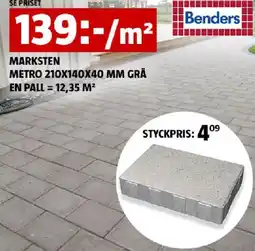 Bauhaus Marksten metro 210x140x40 mm grå en pall = 12,35 m² erbjuda