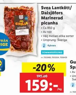 Lidl Svea Lantkött/ Dalsjöfors Marinerad picanha erbjuda