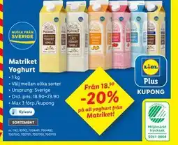 Lidl Matriket Yoghurt erbjuda