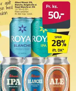 Fleggaard Albani mosaic ipa, blanche, belgisk ale el. royal blanche el. ipa erbjuda