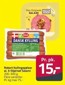 Fleggaard Robert kyllingepølser el. 3-stjernet salami erbjuda