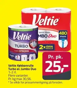 Fleggaard VELTIE Køkkenrulle turbo el. jumbo duo erbjuda