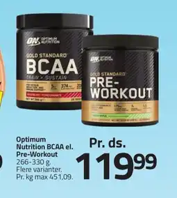 Fleggaard OPTIMUM Nutrition bcaa el. pre-workout erbjuda