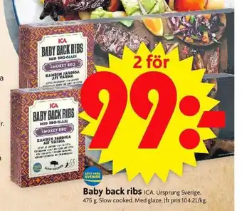 ICA Supermarket Baby back ribs 2x475g erbjuda