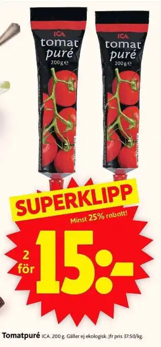 ICA Supermarket Tomatpure 2x200g erbjuda