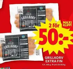 ICA Maxi ICA Grillkorv extra fin erbjuda