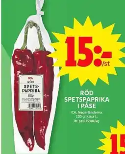 ICA Maxi ICA Röd spetspaprika i påse erbjuda
