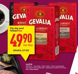 Willys GEVALIA Kaffe erbjuda