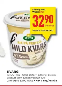 Willys ARLA Kvarg erbjuda