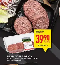 Willys IRLAND Hamburgare 4-pack erbjuda