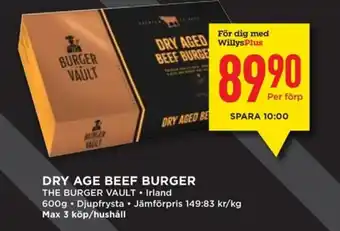 Willys Dry age beef burger erbjuda