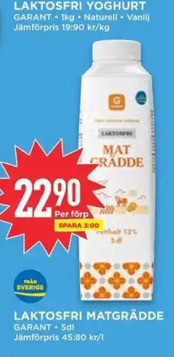 Willys GARANT Laktosfri yoghurt erbjuda