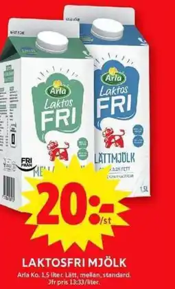 ICA Maxi ARLA Laktosfri mjölk erbjuda