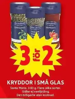 ICA Maxi SANTA MARIA Kryddor i små glas erbjuda