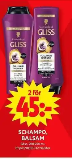 ICA Maxi Schwarzkopf Gliss Schampo, balsam erbjuda
