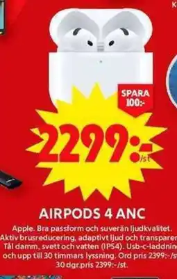 ICA Maxi APPLE Airpods 4 ANC erbjuda