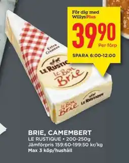 Willys BRIE, CAMEMBERT LE RUSTIQUE erbjuda