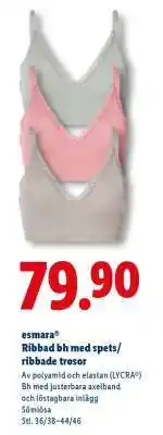 Lidl esmara Ribbade bh med spets/ribbade trosor erbjuda