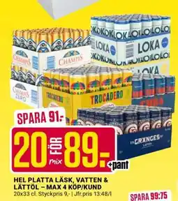 ÖoB Hel platta läsk, vatten & lättöl erbjuda