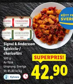 Lidl Signal & Andersson Salsiccia-/ chorizofärs erbjuda