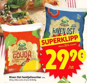 ICA Supermarket Riven Ost Familjefavoriter 500g erbjuda