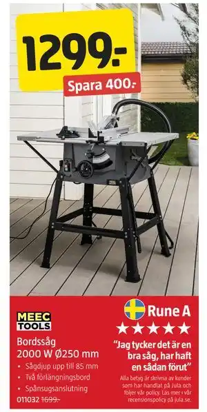 Jula Bordssåg 2000 W Ø250 mm erbjuda