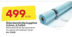 Byggmax Åldersbeständig byggfolie 0,2mm, 2,7x25m erbjuda