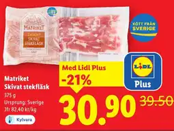 Lidl MATRIKET Skivat stekfläsk erbjuda