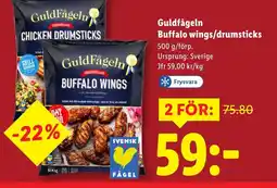 Lidl Guldfågeln Buffalo wings/drumsticks erbjuda