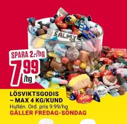 ÖoB LÖSVIKTSGODIS – MAX 4 KG/KUND erbjuda