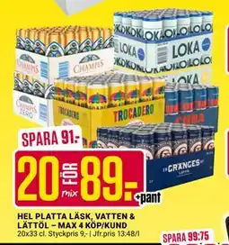 ÖoB HEL PLATTA LÄSK, VATTEN & LÄTTÖL – MAX 4 KÖP/KUND erbjuda