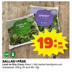Coop Daglivs SALLAD I PÅSE erbjuda