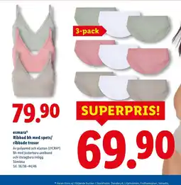 Lidl EsmaraⓇ Ribbad bh med spets/ ribbade trosor erbjuda