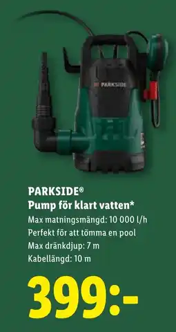 Lidl PARKSIDE® Pump för klart vatten erbjuda