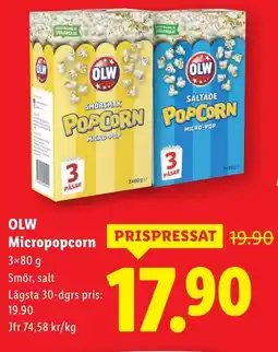Lidl OLW Micropopcorn erbjuda