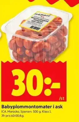 ICA Kvantum ICA Babyplommontomater i ask erbjuda