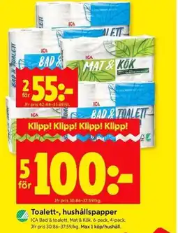 Toalett-, hushållspapper