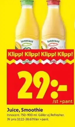 ICA Kvantum INNOCENT Juice, Smoothie erbjuda