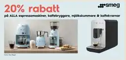 Electrolux Home 20% rabatt på ALLA espressomaskiner, kaffebryggare, mjölkskummare & kaffekvarnar erbjuda